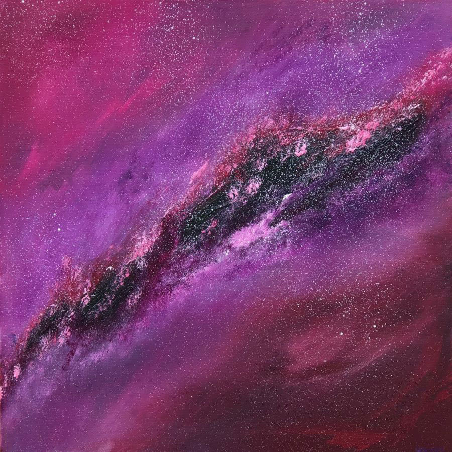 galaxy of different shades of purple and pink with white stars