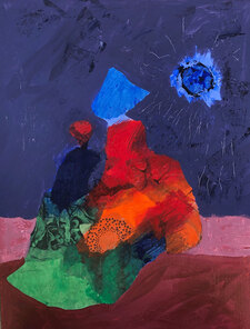 Picture of modern figurative abstract titled blue moon
